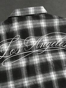 SLATEMANN Men's Plaid Short Sleeve Single-Breasted Casual Commuter Shirt - Black - View 5