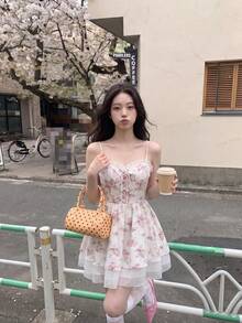 SHEIN MOD Của phụ nữ In Hoa Vá lại Dây đeo Mì Ý  Đầm - Nhiều màu - Xem 5