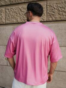 LEOGASHI LEOGASHI Men's Graphic Print Round Neck Short Sleeve Casual T-Shirt - Baby Pink - View 2