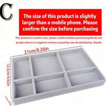 珠宝托盘收纳盒，珠宝项链耳环戒指展示收纳盒，可堆叠珠宝架盒化妆品收纳盒，适用于耳环项链戒指手链吊坠珍珠 - 灰色 - 查看 4