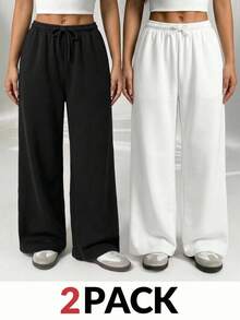 SHEIN Tween Girl Tween Girls Pants Buy 1 Get 1 Free - Black and White - View 3
