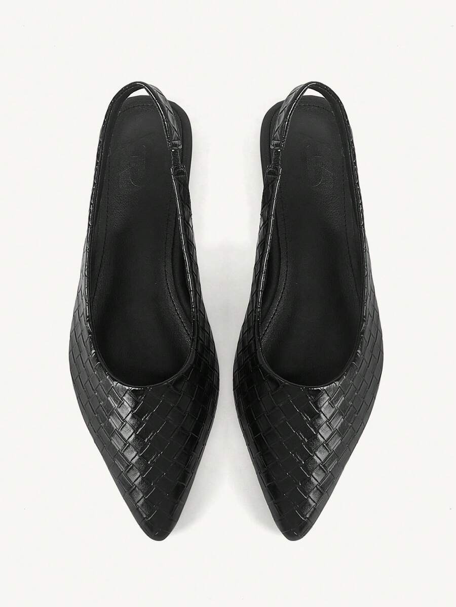 CUCCOO CHICEST Lace Mesh Closed Toe Women's Summer Wear Pointed Flat Shoes Ribbon Cross Belt Flat Shoes - Black - View 1