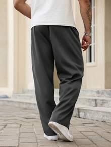 Manfinity Homme Men's Plus Size Denim Pocket Loose Casual Long Pants - Grey - View 2