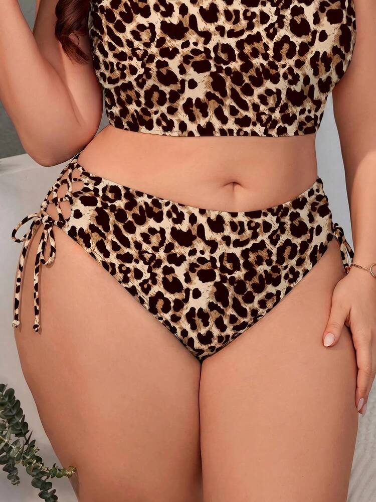 Swim Lushoire 2026 New Summer Beach Vacation Leopard Print Plus Size Women Bikini Bottoms - Multicolor - View 5