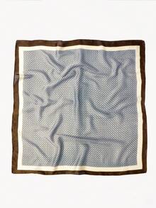 Opalesca 1件仿絲簡單圖案印花方巾，女款正方形頭巾，可用作腰帶、包包裝飾或髮帶，髮箍，適合打造造型 - 藍色 - 查看 4