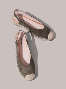 Styleloop Zapatos de mujer, ante verde hierba, zapatos de talón abierto, zapatos de pescador, casuales y cómodos para uso en vacaciones, zapatos planos - Verde claro - Ver 1