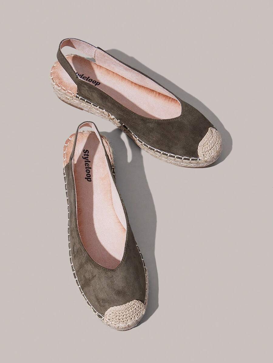 Styleloop Zapatos de mujer, ante verde hierba, zapatos de talón abierto, zapatos de pescador, casuales y cómodos para uso en vacaciones, zapatos planos - Verde claro - Ver 1
