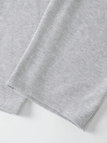 SHEIN Pantalones largos de unicolor con cintura con cordón, casuales y versátiles para uso diario para niñas preadolescentes - Gris - Ver 5