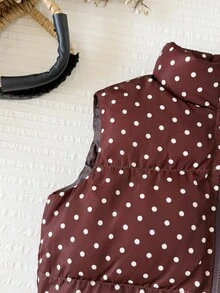 SHEIN 女嬰編織波點立領無袖加厚背心 - 彩色 - 查看 4