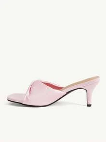 CUCCOO CHICEST 女款春夏新款粉色百褶鞋面高跟涼鞋 - 粉色 - 查看 5