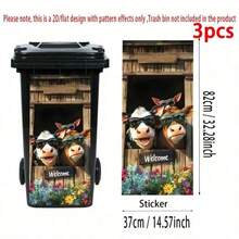 1/3件裝趣味動物系列垃圾桶貼紙，包含3D猴子、熊貓、貓、兔子圖案，PVC自黏材質，適用於戶外垃圾桶 - 彩色 - 查看 35