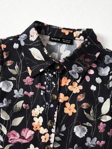SHEIN Clasi 女款印花洋裝與襯衫兩件套 - 黑色 - 查看 5