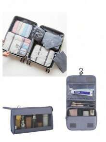 9pcs/7pcs/1pc Travel Organizer Set, Packing Cubes, Clothes Storage Bags, Toiletry Bag, Makeup Bag, Data Cable Organizer, Shoe Bag, Underwear Pouch, Garment Organizer, Suitable For Shirts, Lingerie, Clothing, Cosmetics, Lipsticks, Eyeshadow, Foundation, Brushes And Toiletries Like Toothbrush, Toothpaste, Facial Cleanser, Toner, Lotion, Cream, For Travel, Hospitalization, Packing Luggage, Dorm, School, Vacation - Multicolor - View 19
