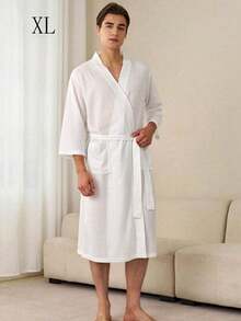SHEIN 1 buah Jubah Mandi Waffle, Menyerap Keringat dan Cepat Kering, Pakaian Tidur Unisex, Jubah Mandi Musim Semi/Panas untuk Homestay, Hotel, SPA, Potongan Longgar, Berbagai Warna, Desain Minimalis, Perlengkapan Kamar Mandi & Rumah untuk Kembali ke Sekolah - MultiWarna - View 29