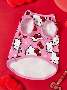 HELLO KITTY AND FRIENDS | SHEIN 可愛蝴蝶結貓咪圖案寵物透氣背心，四季適用，2款設計可選，XXS-XXXXXL尺寸，單件與組合包可選，適合貓狗日常穿著 - 淡粉 - 查看 8