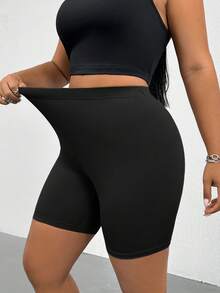 SHEIN Essnce 大尺碼女款彈性腰休閒內搭短褲 - 彩色 - 查看 7