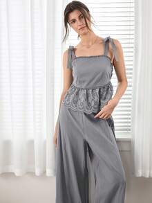 Ocili 波西米亚风吊带棉质女士睡衣套装 - 藍色 - 查看 6