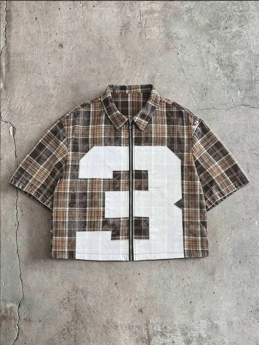 PAVTROS Men's Summer Casual Plaid Colorblock Digital Print Shirt - Multicolor - View 1