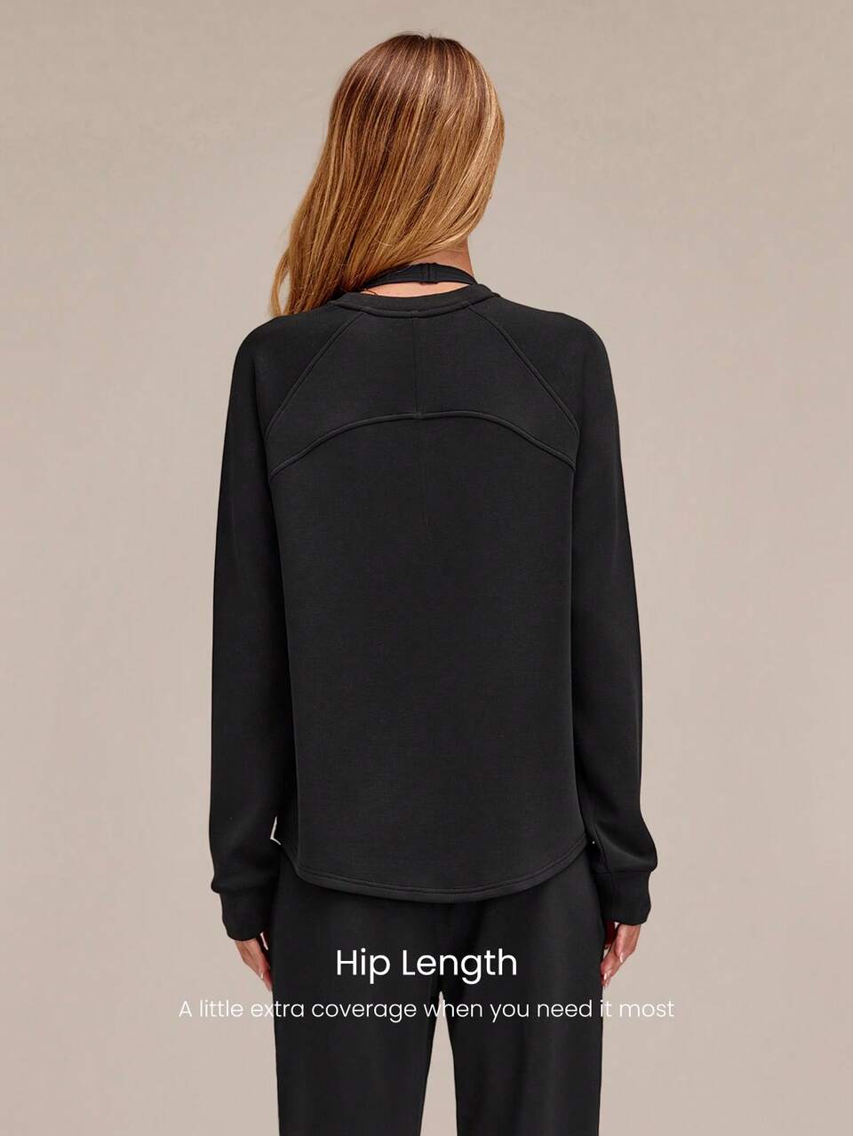 SoftCalm Modal Low-Key Glow Relaxed Fit Crewneck Pullover Sweatshirt With Raglan Sleeves Gym Studio Daily Casual