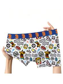 Notgurli SCOOBY-DOO X SHEIN Calzoncillos tipo bóxer estampados de moda para hombre (Set de 2 piezas) - Multicolor - Ver 3