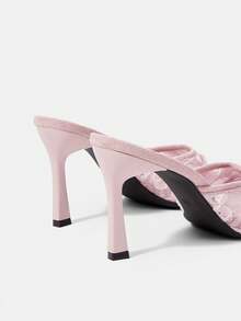 CUCCOO HITCHD Spitze dreidimensionale Rosen Quadratzehen schmale Absatz Sandalen, Außenbekleidung, Feen Hochzeitsschuhe - Pink - Übersicht 5