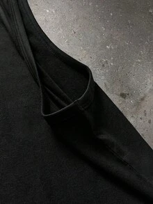 NEON BLANC 男士黑色圓領休閒百搭背心 - 黑色 - 查看 5