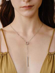 Opalesca 1 buah Kalung Liontin Bulat Minimalis Serbaguna dengan Hiasan Berlian Imitasi Sepanjang 80cm untuk Wanita, Musim Gugur/Dingin - Bintang - View 3