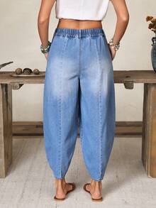EMERY ROSE Women's Pocket Tapered Casual Loose Fit Jeans - Blue - View 9