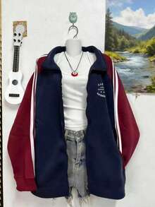 Lalippa Sudadera casual de manga larga con contraste de color para mujer - Multicolor - Ver 1
