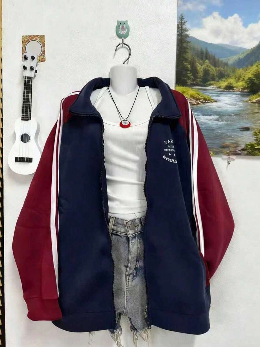 Lalippa Sudadera casual de manga larga con contraste de color para mujer - Multicolor - Ver 1