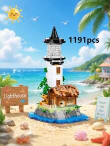 MINKOJA DIY Micro Landscape Lighthouse Fishing Hut Building Brick Kit, Cute Handmade Mini House Model, Tabletop Decoration, Perfect Holiday Gift - Multicolor - View 12