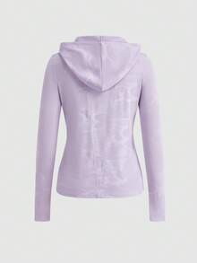 Cheerettes Sudadera con capucha de unicolor y textura - Morado - Ver 5