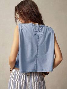 Bohemela Áo tank top không tay cổ tròn dành cho nữ đi nghỉ mát - Màu xanh lam - Xem 2