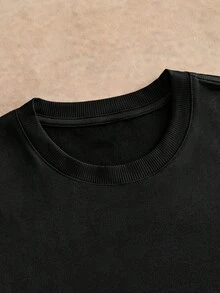 HIMLAND Men's Patchwork Plaid 2 In 1 Crew Neck Long Sleeve T-Shirt - Black - View 3