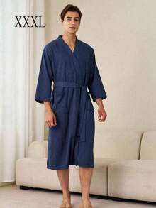 SHEIN 1 buah Jubah Mandi Waffle, Menyerap Keringat dan Cepat Kering, Pakaian Tidur Unisex, Jubah Mandi Musim Semi/Panas untuk Homestay, Hotel, SPA, Potongan Longgar, Berbagai Warna, Desain Minimalis, Perlengkapan Kamar Mandi & Rumah untuk Kembali ke Sekolah - MultiWarna - View 18