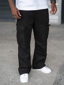 thenoahjr thenoahjr Men's Solid Color Cargo Jeans Without Belt - Black - View 3