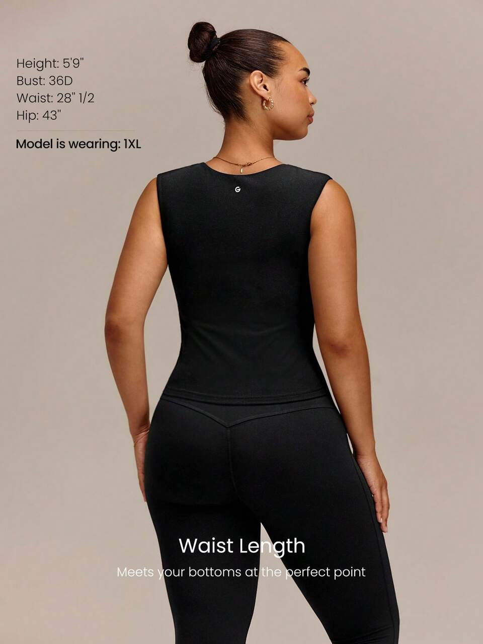 FeatherFit™ Plus Size Let Your Glow Show Square Neck Waist Length Tank With Removable Cups Low Impact Yoga Pilates Studio Daily Active