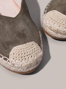 Styleloop Zapatos de mujer, ante verde hierba, zapatos de talón abierto, zapatos de pescador, casuales y cómodos para uso en vacaciones, zapatos planos - Verde claro - Ver 4