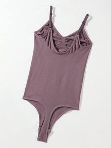 SHEIN Solid Wireless Shapewear Bodysuit - Mauve Purple - View 4
