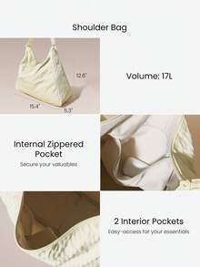 GLOWMODE Bolso de hombro texturizado resistente al agua de 17L no ajustable para otoño e invierno - Rejilla beige - Ver 6