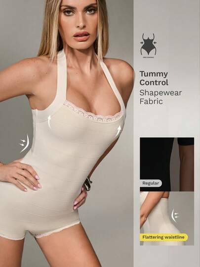 Nuvra Mono de viaje elegante con tirantes finos, cintura ceñida y adorno de encaje sexy