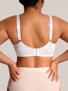 Barelissa 1pc Plus Size Striped Fabric Underwire Bra - White - View 2