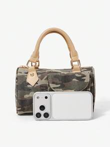 Viva Strut Ladies Camouflage Printed Handbag, Gold Lock Decoration, Fashionable Personalized Street Casual Retro Sweet And Cool Girls, Y2K, Dating Daily Shopping - camouflage - View 6
