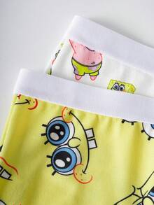 SpongeBob SquarePants | SHEIN 少女細肩帶內衣與內褲套裝 - 白色 - 查看 14