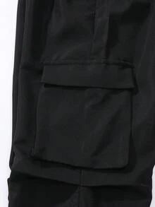 SHEIN 少女春/秋季黑色長褲，附2個側口袋，時尚百搭，適合日常穿著、居家、外出與聚會 - 黑色 - 查看 6