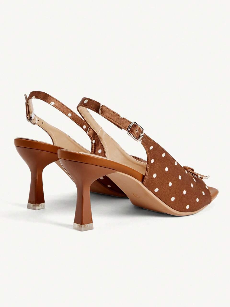 CUCCOO CHICEST French Gentle Style Brown Satin Lace Square Toe High Heel Slide Sandals, Bow Knot Thin Heel Outdoor High Heel Women's Shoes
