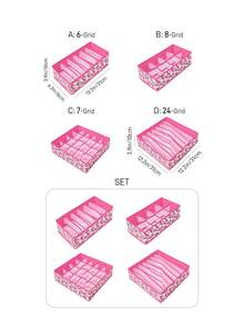 HELLO KITTY AND FRIENDS | SHEIN 卡通貓咪印花布製抽屜收納套組，多尺寸衣櫥收納盒附隔板，可折疊內衣襪子收納盒，適用衣櫃與梳妝台，可愛粉色設計 - 粉色 - 查看 5