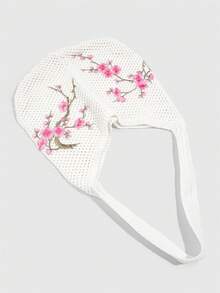 ROMWE Kawaii 1件時尚針織單肩包，白色鏤空梅花刺繡單肩包，適合日常穿搭 - 白粉色 - 查看 4