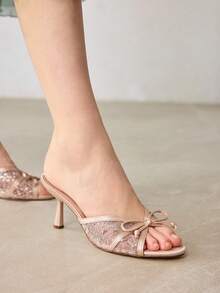 MOTF WOMEN'S FASHION SEQUINED MESH SANDALS - Apricot - View 6