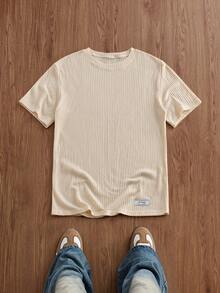 ESTAVOR Camiseta holgada de punto de gofre de color sólido para hombre - Caqui - Ver 2
